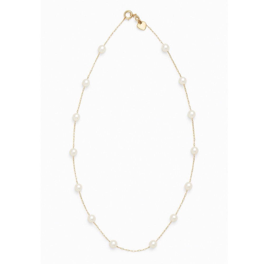 ✨BRAND NEW✨Elegant Gold and White Pearl Necklace - 18K YG chain & 13 white pearl